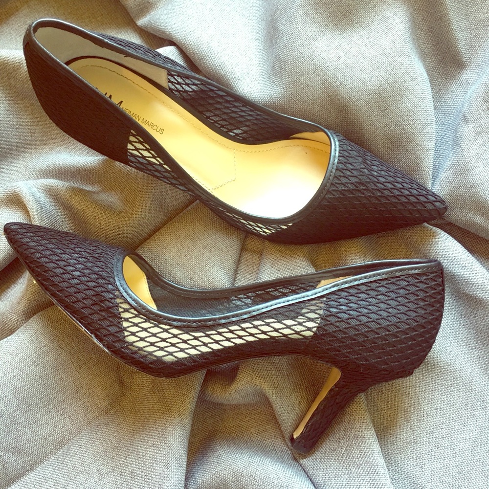 PointedToe Neiman Marcus Heels With Black Netting